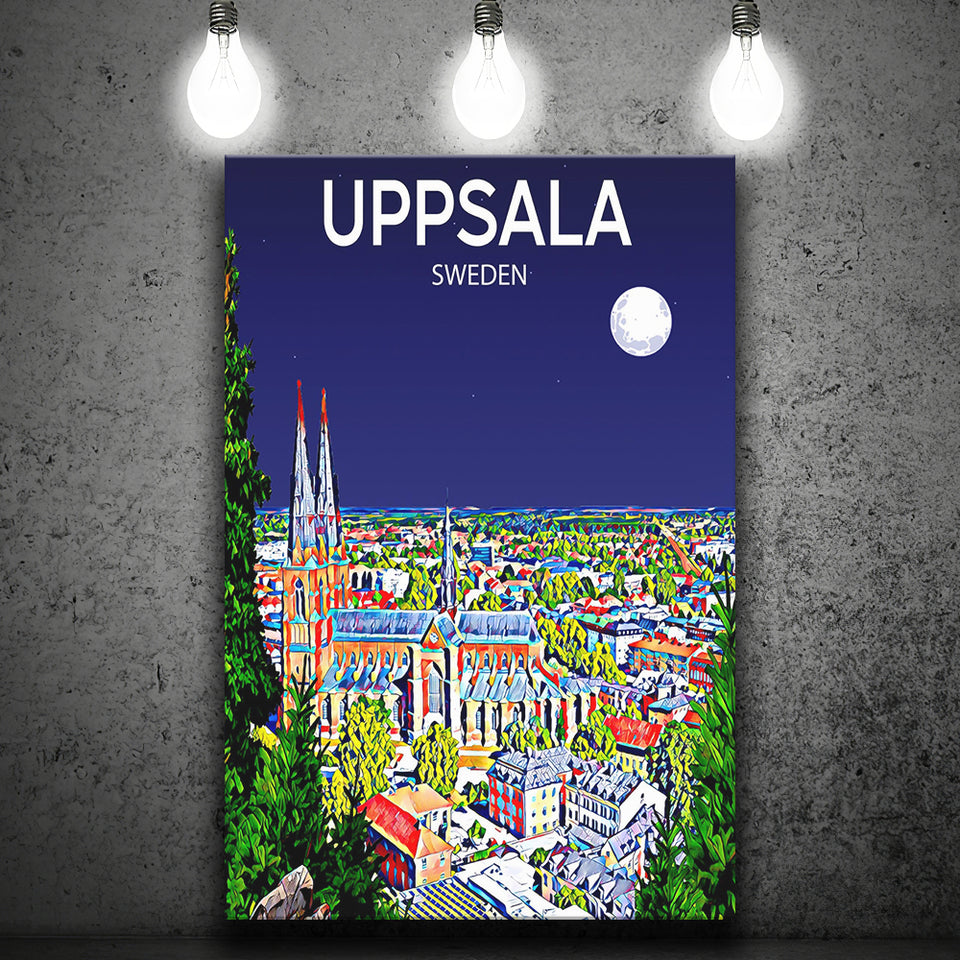 Uppsala Sweden Art Night Art Print ,City Art Print, Large Canvas, Canvas Print Wall Art Home Decor