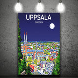 Uppsala Sweden Art Night Art Print ,City Art Print, Large Canvas, Canvas Print Wall Art Home Decor