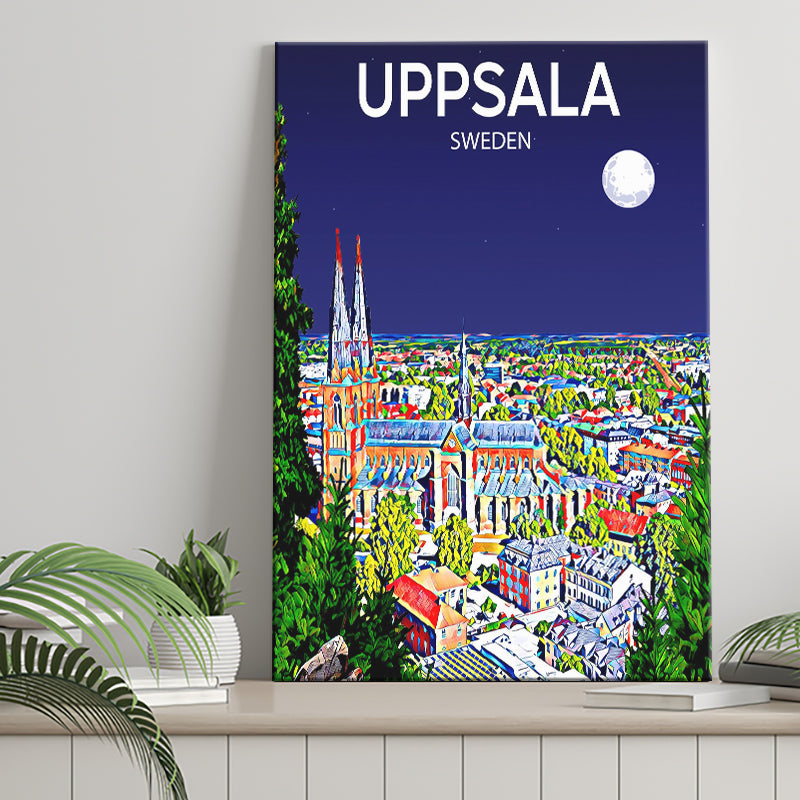 Uppsala Sweden Art Night Art Print ,City Art Print, Large Canvas, Canvas Print Wall Art Home Decor