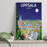 Uppsala Sweden Art Night Art Print ,City Art Print, Large Canvas, Canvas Print Wall Art Home Decor