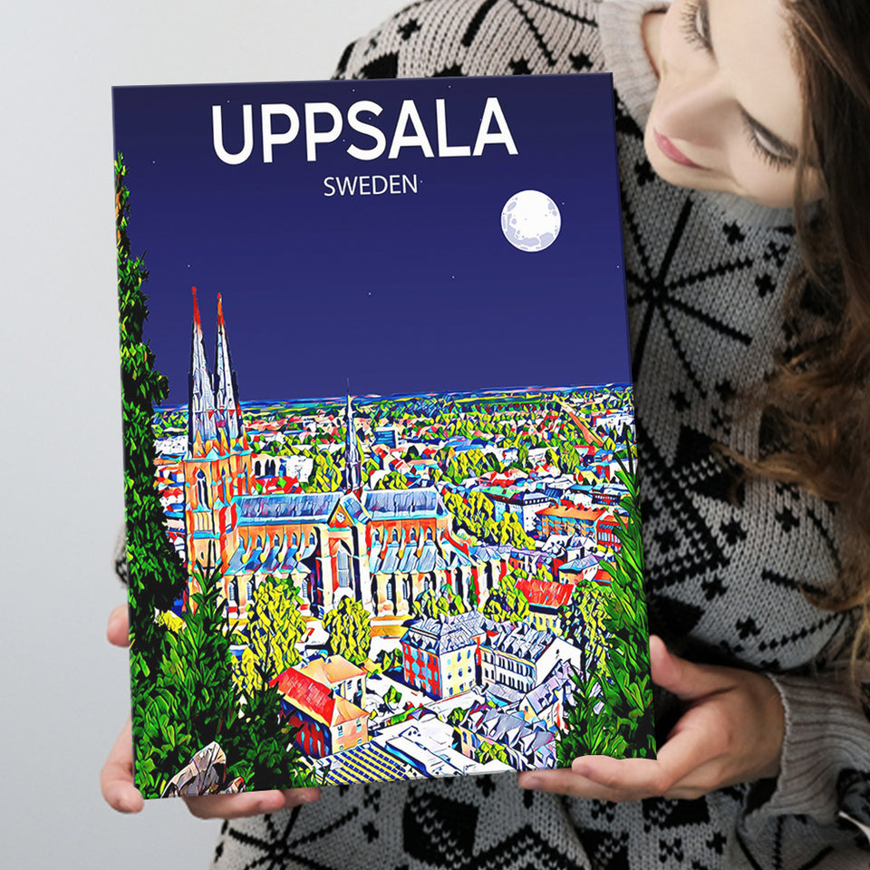 Uppsala Sweden Art Night Art Print ,City Art Print, Large Canvas, Canvas Print Wall Art Home Decor
