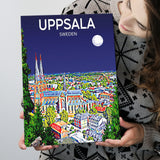 Uppsala Sweden Art Night Art Print ,City Art Print, Large Canvas, Canvas Print Wall Art Home Decor