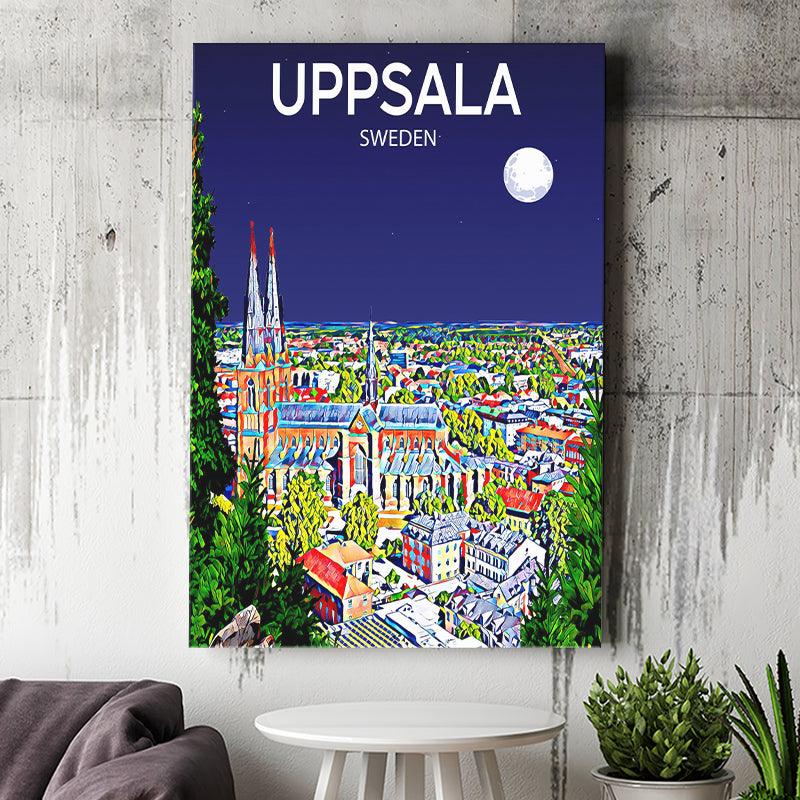 Uppsala Sweden Art Night Art Print ,City Art Print, Large Canvas, Canvas Print Wall Art Home Decor
