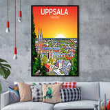 Uppsala Sweden Art Sunset Art Print, City Art Print, Framed Art Print Wall Art Home Decor, Framed Picture