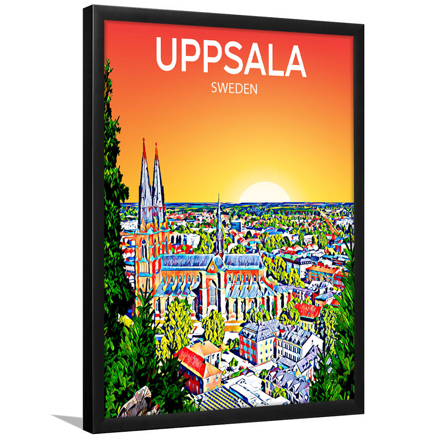 Uppsala Sweden Art Sunset Art Print, City Art Print, Framed Art Print Wall Art Home Decor, Framed Picture