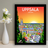 Uppsala Sweden Art Sunset Art Print, City Art Print, Framed Art Print Wall Art Home Decor, Framed Picture