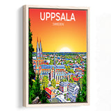 Uppsala Sweden Art Sunset Art Print, Large Canvas, Framed Canvas Print Wall Art Home Decor, Floating Frame