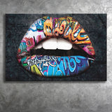 Urban Lip Graffiti Art Canvas Prints Wall Art - Painting Canvas, Home Wall Decor, Prints for Sale, Art Prints