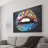 Urban Lip Graffiti Art Canvas Prints Wall Art - Painting Canvas, Home Wall Decor, Prints for Sale, Art Prints