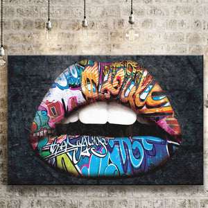 Urban Lip Graffiti Art Canvas Prints Wall Art - Painting Canvas, Home Wall Decor, Prints for Sale, Art Prints
