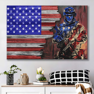 Us Half Flag Veteran Canvas Prints Wall Art - Painting Canvas, Veteran Gift, Print for Sale
