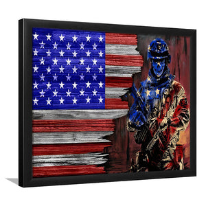 Us Half Flag Veteran Framed Art Prints Wall Decor - Framed Painting, Veteran Gift