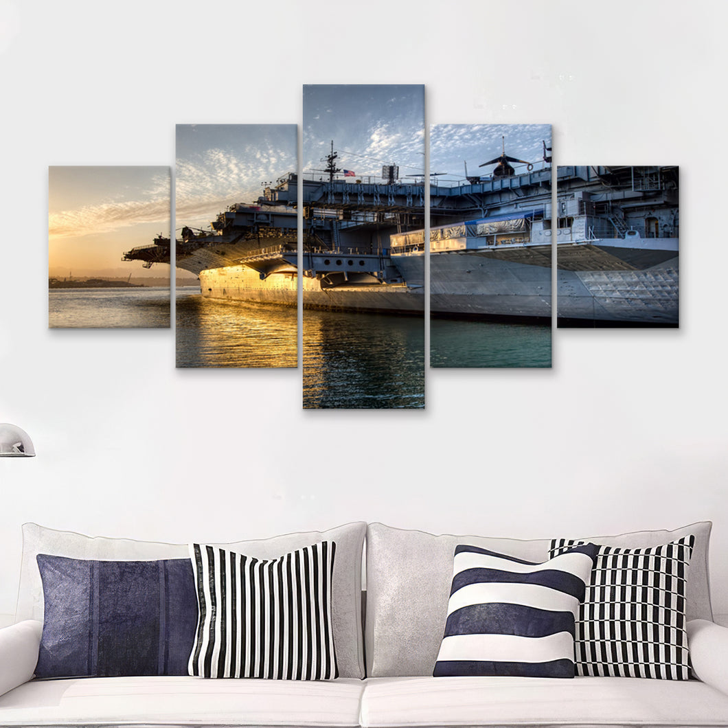Uss Midway Aircraft Carrier  5 Pieces Canvas Prints Wall Art - Painting Canvas, Multi Panels, 5 Panel, Wall Decor