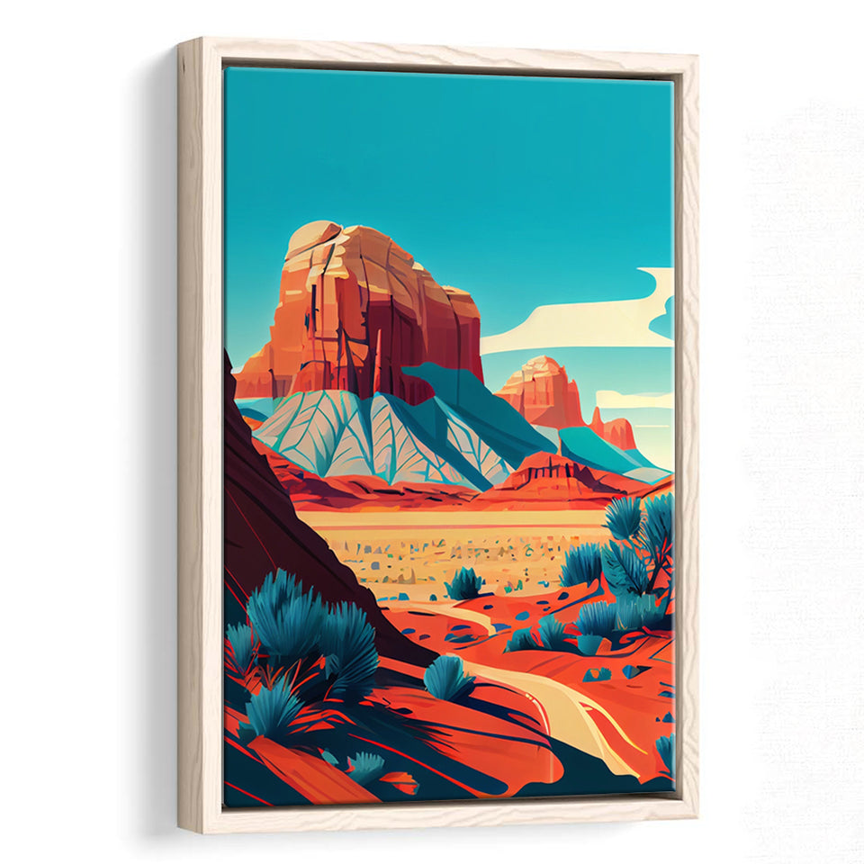 Utah Retro Art Print, Large Canvas, Framed Canvas Print Wall Art Home Decor, Floating Frame