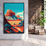 Utah Retro Art Print, Large Canvas, Framed Canvas Print Wall Art Home Decor, Floating Frame