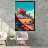 Utah Retro Art Print, Large Canvas, Framed Canvas Print Wall Art Home Decor, Floating Frame
