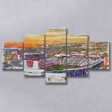 Utah Utes Rice Eccles Stadium Watercolor, 5 Pieces, Multi Panel Canvas Prints Wall Art Decor