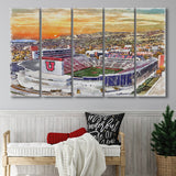 Utah Utes Rice Eccles Stadium Watercolor, 5 Pieces B, Multi Panel Canvas Prints Wall Art Decor