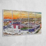 Utah Utes Rice Eccles Stadium Watercolor, 5 Pieces B, Multi Panel Canvas Prints Wall Art Decor