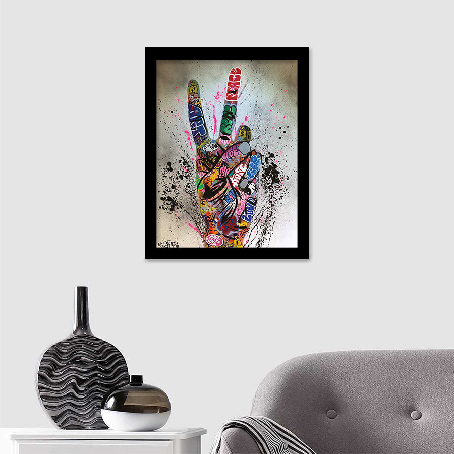 V Gesture Graffiti One Gesture Victory Street Art Framed Art Prints - Framed Prints, Painting Prints, Prints for Sale