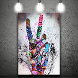V Gesture Graffitione Gesture Victory Street Art Canvas Prints Wall Art Decor - Painting Canvas, Home Decor, Art Print, Art For Sale