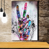 V Gesture Graffitione Gesture Victory Street Art Canvas Prints Wall Art Decor - Painting Canvas, Home Decor, Art Print, Art For Sale