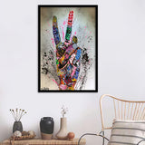 V Gesture Graffiti One Gesture Victory Street Art Framed Art Prints - Framed Prints, Painting Prints, Prints for Sale
