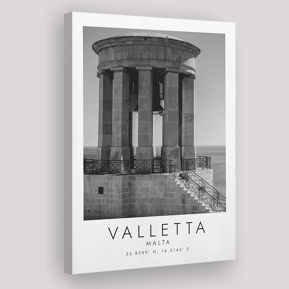 Valletta, Malta Black And White Art Canvas Prints Wall Art Home Decor