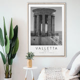 Valletta, Malta Black And White Art Framed Canvas Prints Wall Art Home Decor, Floating Frame