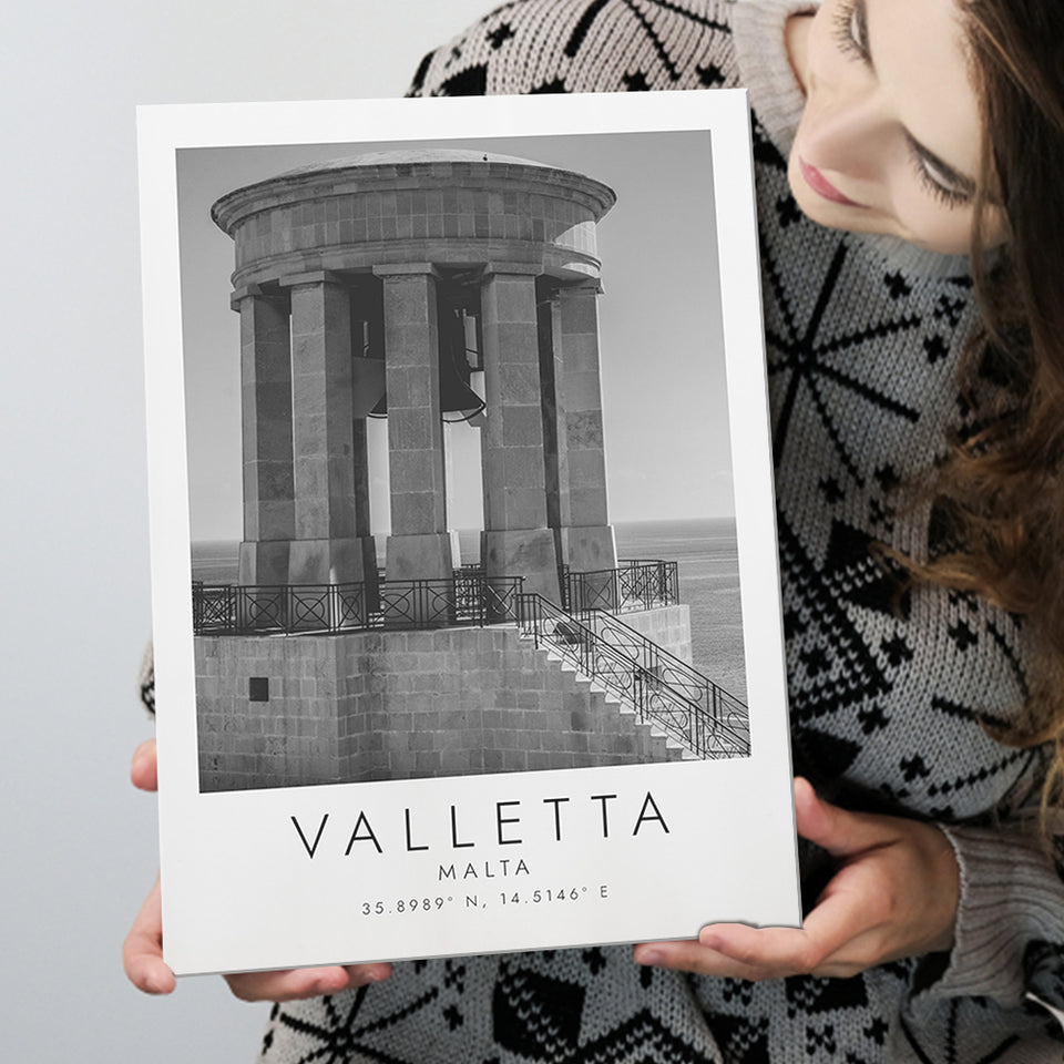 Valletta, Malta Black And White Art Canvas Prints Wall Art Home Decor