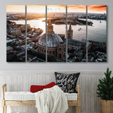 Valletta Skyline, Malta 5 Panels B,Large Canvas,Canvas Prints Wall Art Home Decor