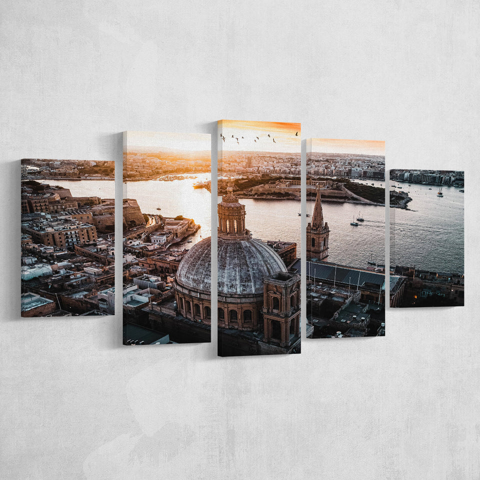 Valletta Skyline, Malta Multi Panels,Canvas Prints Wall Art Home Decor