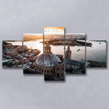 Valletta Skyline, Malta Multi Panels,Canvas Prints Wall Art Home Decor