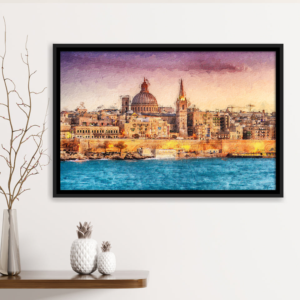 Valletta Superb City Framed Canvas Prints Wall Art Decor - Paiting Canvas, Art Prints, Floating Frame