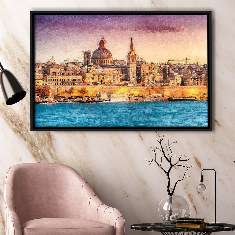 Valletta Superb City Framed Canvas Prints Wall Art Decor - Paiting Canvas, Art Prints, Floating Frame