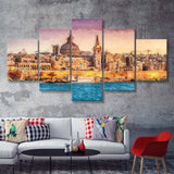 Valletta Superb City 5 Piece Canvas Prints Wall Art Decor - Painting Canvas, Multi Panels