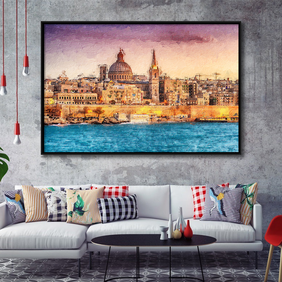 Valletta Superb City Framed Canvas Prints Wall Art Decor - Paiting Canvas, Art Prints, Floating Frame