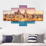 Valletta Superb City 5 Piece Canvas Prints Wall Art Decor - Painting Canvas, Multi Panels