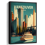 Vancouver Retro Art Print, Large Canvas, Framed Canvas Print Wall Art Home Decor, Floating Frame
