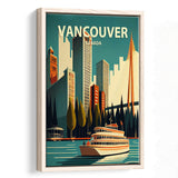 Vancouver Retro Art Print, Large Canvas, Framed Canvas Print Wall Art Home Decor, Floating Frame
