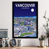 Vancouver Washington Night Landscape, City Art Print, Framed Art Print Wall Art Home Decor, Framed Picture
