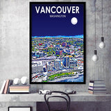 Vancouver Washington Night Landscape, City Art Print, Framed Art Print Wall Art Home Decor, Framed Picture
