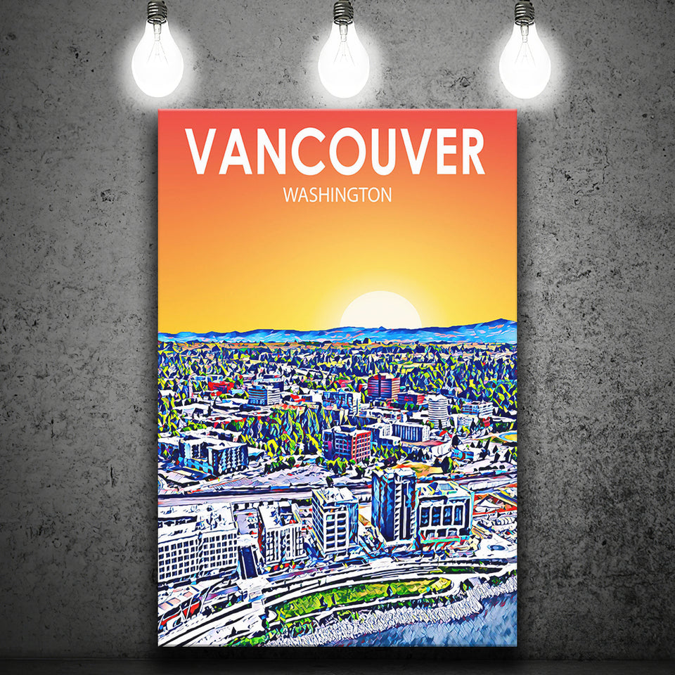 Vancouver Washington Sunset Landscape ,City Art Print, Large Canvas, Canvas Print Wall Art Home Decor