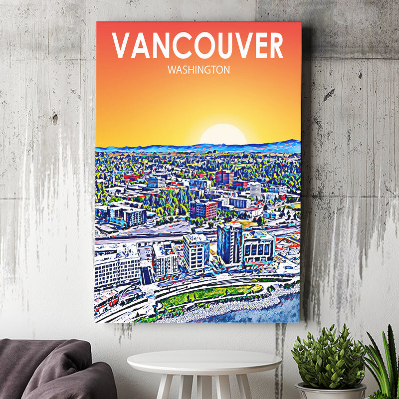 Vancouver Washington Sunset Landscape ,City Art Print, Large Canvas, Canvas Print Wall Art Home Decor