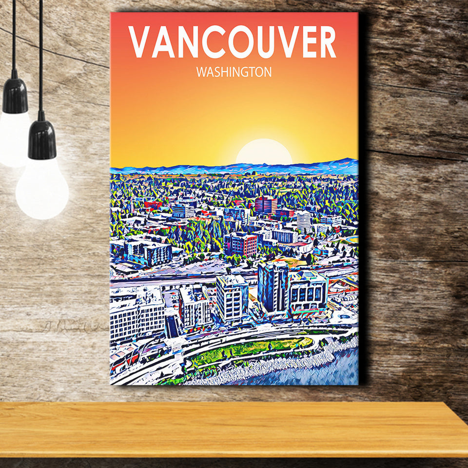 Vancouver Washington Sunset Landscape ,City Art Print, Large Canvas, Canvas Print Wall Art Home Decor