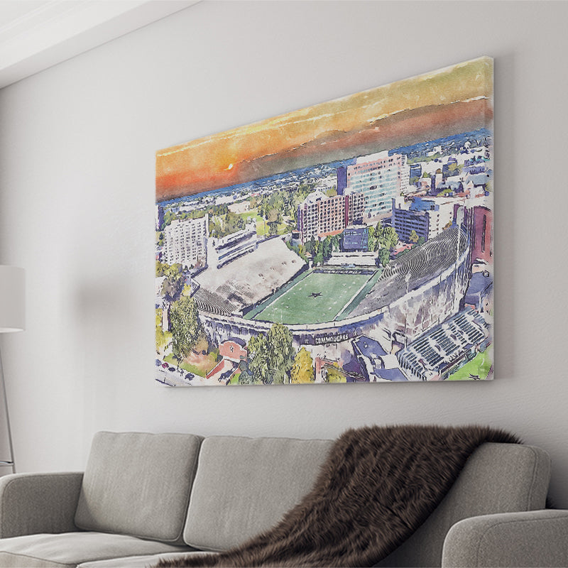 Vanderbilt Commodores Vanderbilt Stadium at Dudley Field Watercolor, Sport Art Prints Fan Gift, Canvas Prints Wall Art Decor