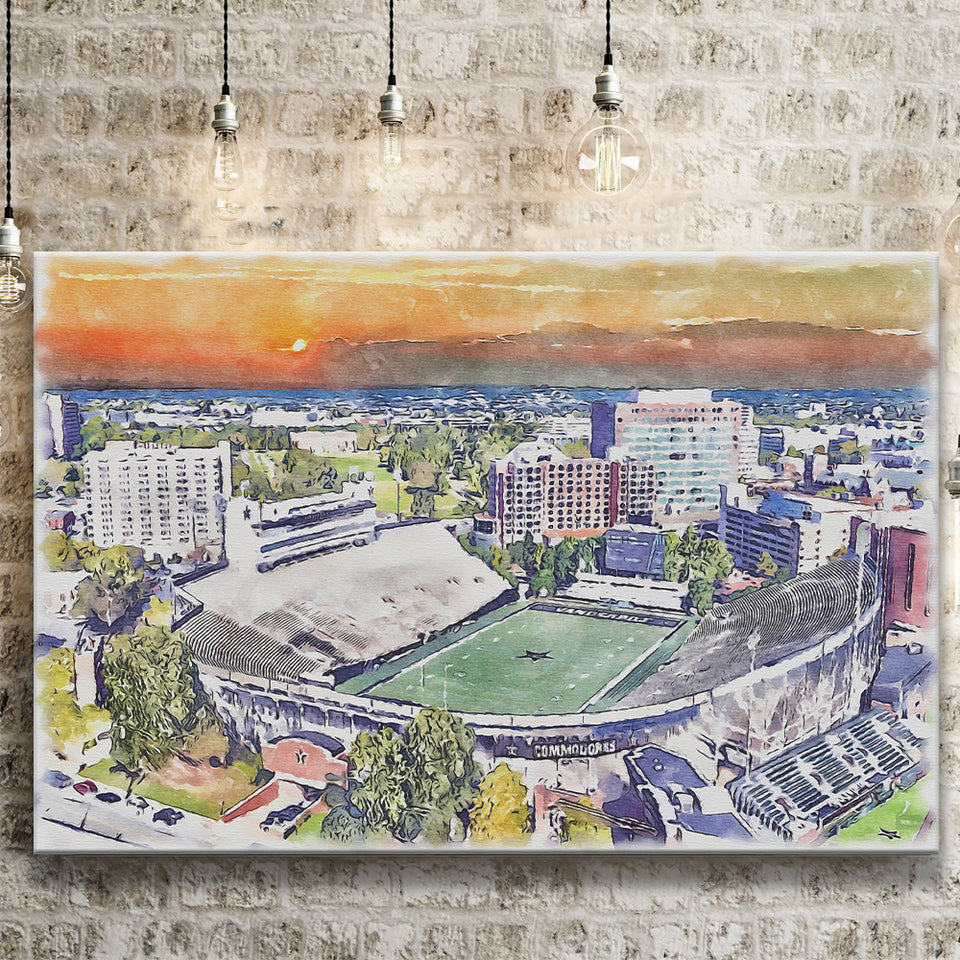 Vanderbilt Commodores Vanderbilt Stadium at Dudley Field Watercolor, Sport Art Prints Fan Gift, Canvas Prints Wall Art Decor