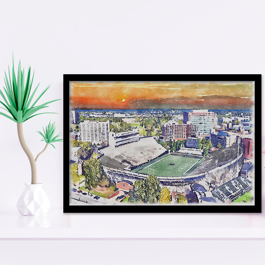 Vanderbilt Commodores Vanderbilt Stadium at Dudley Field Watercolor, Sport Prints Fan Gift, Framed Art Prints Wall Art Decor