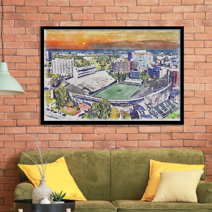Vanderbilt Commodores Vanderbilt Stadium at Dudley Field Watercolor, Sport Prints Fan Gift, Framed Art Prints Wall Art Decor