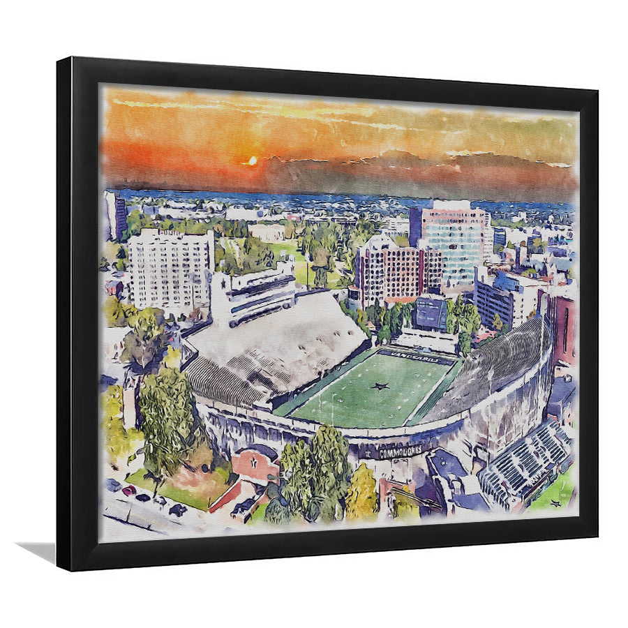 Vanderbilt Commodores Vanderbilt Stadium at Dudley Field Watercolor, Sport Prints Fan Gift, Framed Art Prints Wall Art Decor